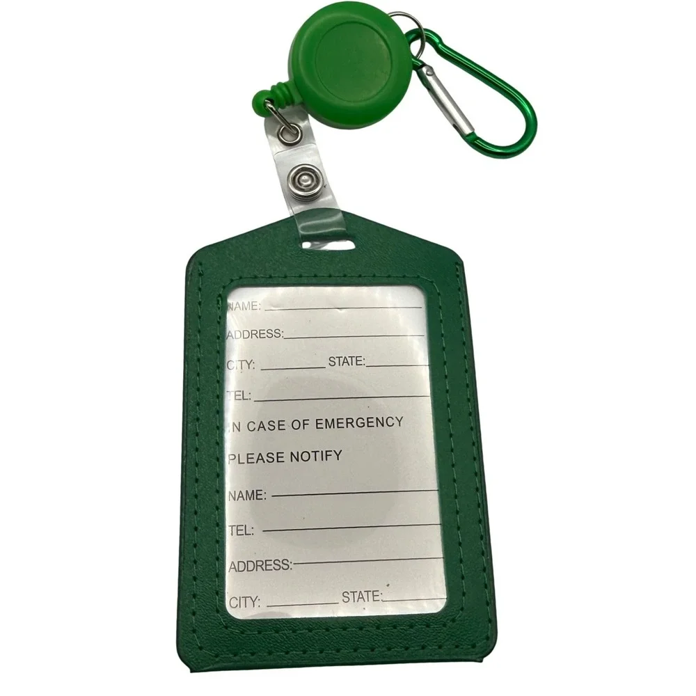Green‎ Retractable Badge Holder Card Holder with Carabiner Clip